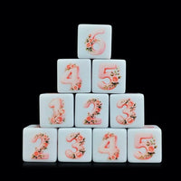 Thumbnail for 6pcs D6 16mm Dice Acrylic Printed Pink Font White