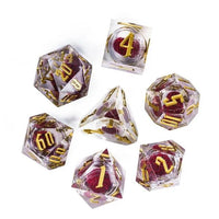 Thumbnail for Red Glitter in Clear Liquid Filled Sharp Resin - 7pcs RPG Dice Set