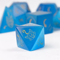 Thumbnail for Beasts on Blue Cat Eye Gemstone - 7pcs RPG Dice Set