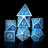 Thumbnail for Blue Lattice on White Acrylic - 7pcs RPG Full Dice Set Dark Stack