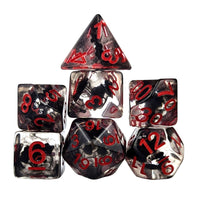 Thumbnail for Vampire Bat in Clear & Black Resin - 7pcs RPG Full Dice Set