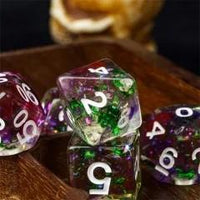 Thumbnail for 7pcs Dice Resin Swirl White Font Clear Green Purple