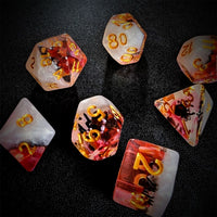 Thumbnail for Black Spider in Pink & Clear Resin - 7pcs RPG Full Dice Set