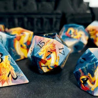 Thumbnail for 7pcs Dice Sharp Filled Dragon Black Font Blue Pink Red