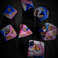 Thumbnail for 7pcs Dice Acrylic Blend Gold Font White Pink Blue Black