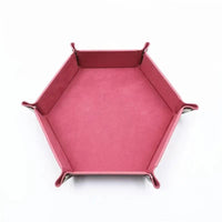 Thumbnail for Pink Velvet & Brown PU Leather - Hexagon Hard Dice Tray