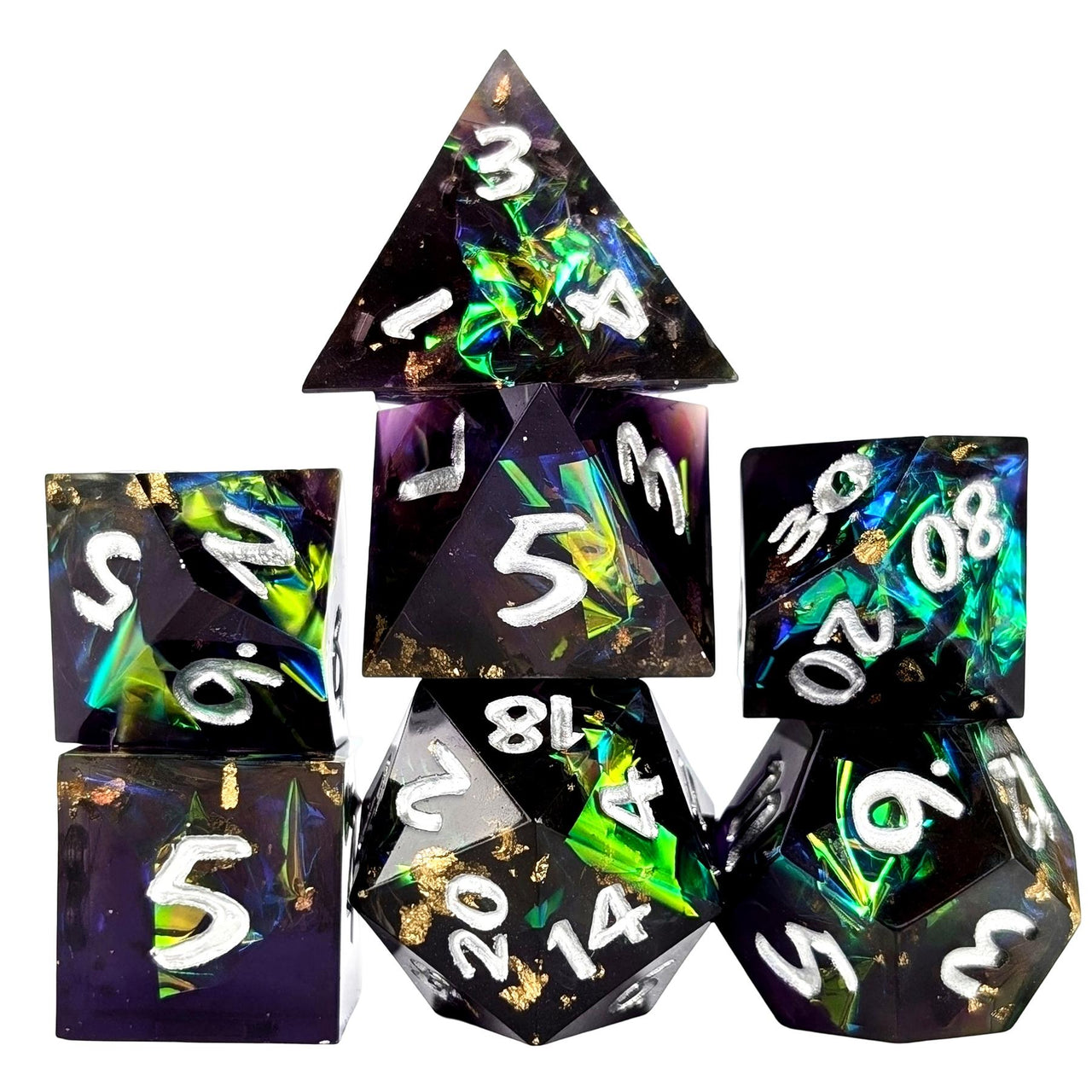 Candy in Purple & Black Sharp Resin - 7pcs RPG Dice Set