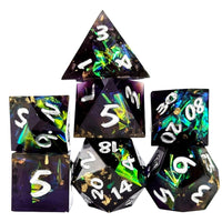 Thumbnail for Candy in Purple & Black Sharp Resin - 7pcs RPG Dice Set