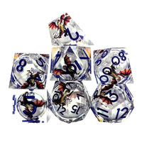 Thumbnail for 7pcs Dice Sharp Filled Liquid Purple Font Dragon Clear