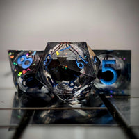 Thumbnail for Spider Ball in Clear & Black Filled Sharp Resin - 7pcs RPG Dice Set