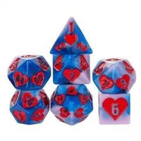 Thumbnail for 7pcs Dice Resin Pattern Hearts Red White Blue
