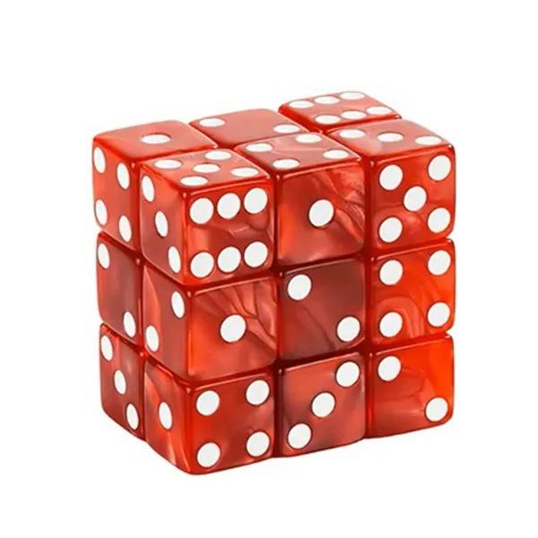 30pcs D6 16mm Dice Acrylic Blend Pips Square White Font Red