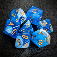 Thumbnail for Glitter in Blue & White Acrylic - 7pcs RPG Full Dice Set Top