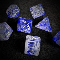 Thumbnail for Blue & White Swirl in Clear Resin - 7pcs RPG Full Dice Set