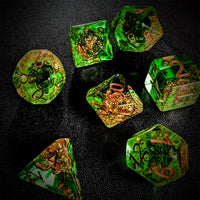 Thumbnail for Anchor in Clear & Green Resin - 7pcs RPG Full Dice Set