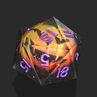 Thumbnail for Pumpkin in Grey & Clear Sharp Resin - D20 RPG Dice