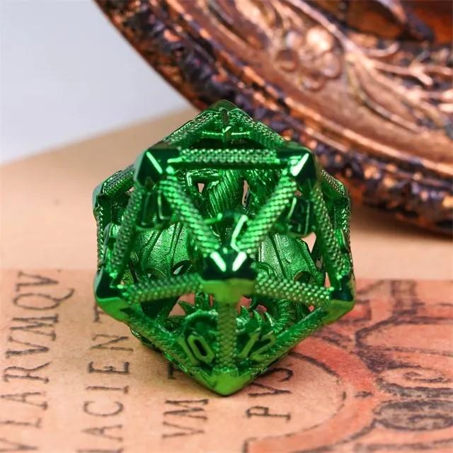 Dragon in Green Metal - Hollow D20 RPG Dice