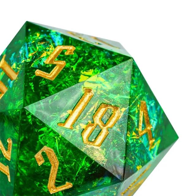 Candy in Green with White Foil Sharp Resin - D20 RPG Dice