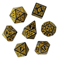 Thumbnail for Yellow Celtic Knot on Black Acrylic - 7pcs RPG Full Dice Set