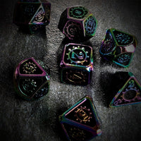 Thumbnail for Gear in Black Enamel Rainbow Metal - 7pcs RPG Dice Set