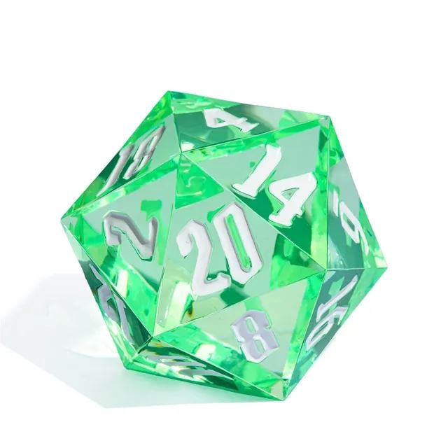 Clear & Green Sharp Acrylic - D20 RPG Dice