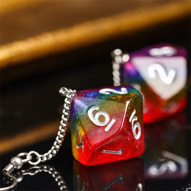 Rainbow Resin - D10 Earings