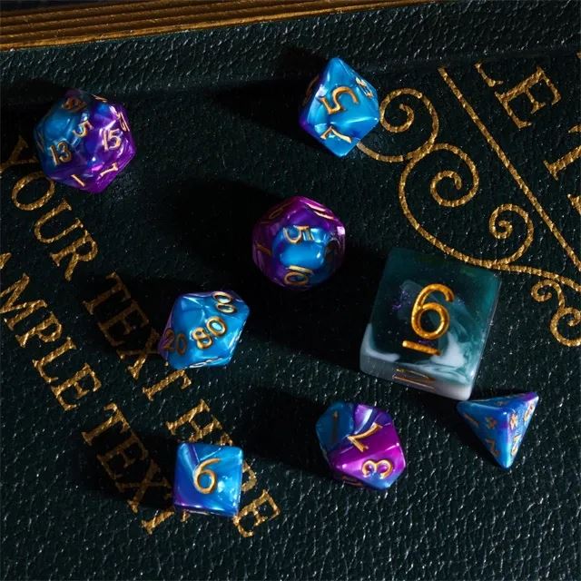 Blend of Purple & Purple Acrylic - 7pcs RPG Mini Dice Set