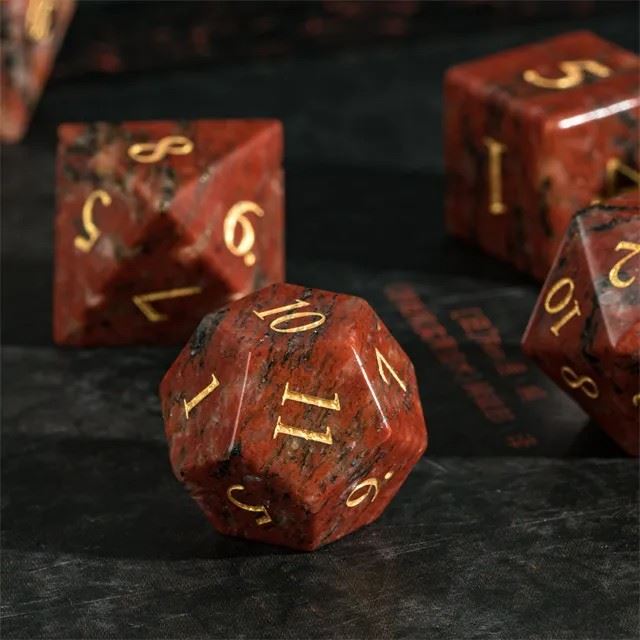 Red Granite Gemstone - 7pcs RPG Dice Set