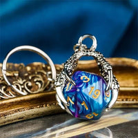 Thumbnail for Blue & Purple Acrylic in  Silver Metal Claw - D20 Keyring