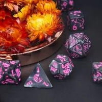 Thumbnail for Pink Cats on Black Acrylic - 7pcs RPG Full Dice Set