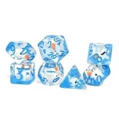 7pcs Dice Resin Filled Blue Font Dolphin Blue Clear