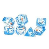 Thumbnail for 7pcs Dice Resin Filled Blue Font Dolphin Blue Clear