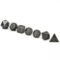Thumbnail for Silver Metal with Black Dragon Font - 7pcs RPG Dice Set
