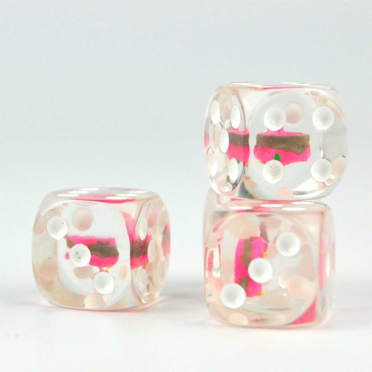 Pink Donut in Clear Resin - 6pcs D6 RPG Dice Set