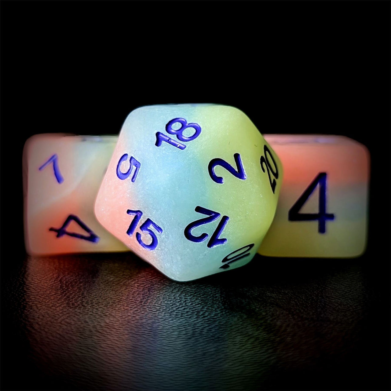 Layered Pink, Blue & White Resin - 7pcs RPG Full Dice Set