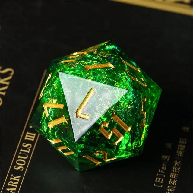 Candy in Green with White Foil Sharp Resin - D20 RPG Dice