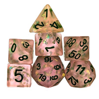 Thumbnail for Confetti in Frosted Pink Resin - 7pcs RPG Full Dice Set