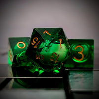 Thumbnail for Green Eye Ball in Clear & Blue Liquid Filled Sharp Resin - 7pcs RPG Dice Set