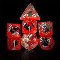 Thumbnail for Spades in Clear & Red Resin - 7pcs RPG Full Dice Set