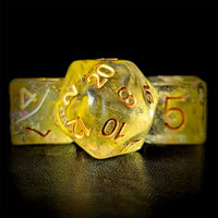 Thumbnail for Yellow & Grey Swirl in Clear Resin - 7pcs RPG Full Dice Set