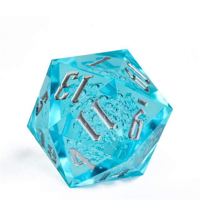 Bubbles in Clear & Blue Sharp Acrylic - D20 RPG Dice