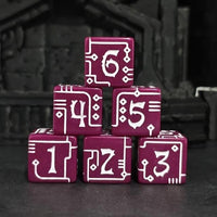 Thumbnail for 6pcs D6 16mm Dice Acrylic Circuit White Font Magenta