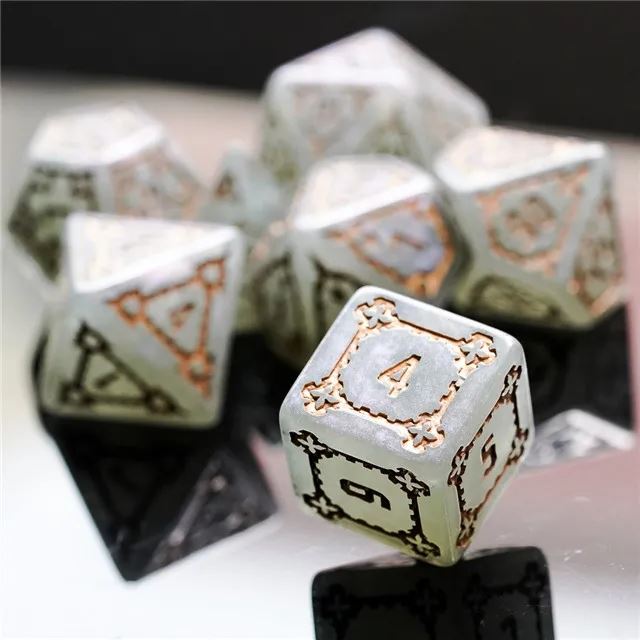 Castle on Grey Resin - 7pcs RPG Oversized Dice Set