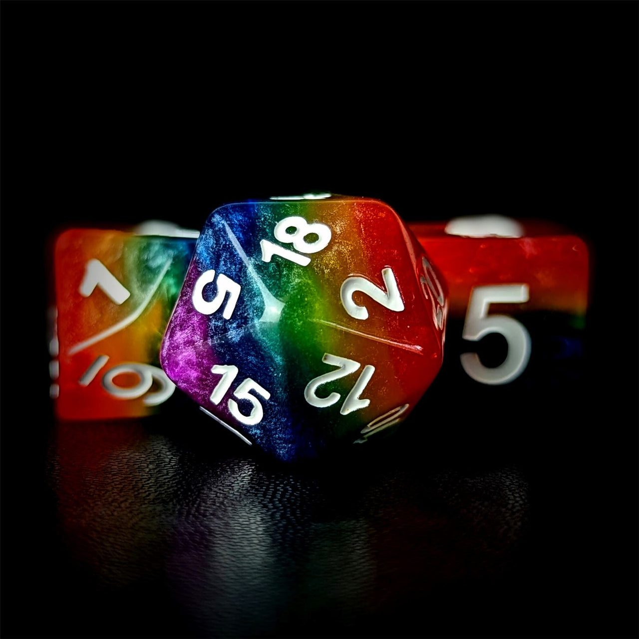 Layered Rainbow Resin - 7pcs RPG Full Dice Set