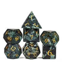 Thumbnail for Green Grass Flower Jasper Gemstone - 7pcs RPG Dice Set