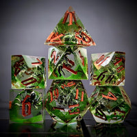 Thumbnail for Spider in Clear & Green Filled Sharp Resin - 7pcs RPG Dice Set