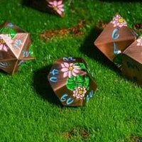 Thumbnail for Pink Lotus Flower in Copper Metal - 7pcs RPG Dice Set