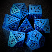 Thumbnail for 7pcs RPG Full Dice Set - Black Pattern on Blue Resin