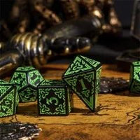 Thumbnail for Green Celtic Knot on Black Acrylic - 7pcs RPG Full Dice Set