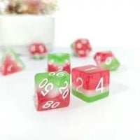 Thumbnail for 7pcs Dice Resin Layer White Font Green White Red